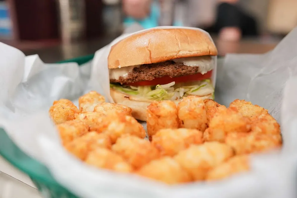 Swiss Cheeseburger with Tots